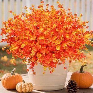 Artificial Fake Mums Fall Flowers Plants for Outdoor Outside Autumn Decor
